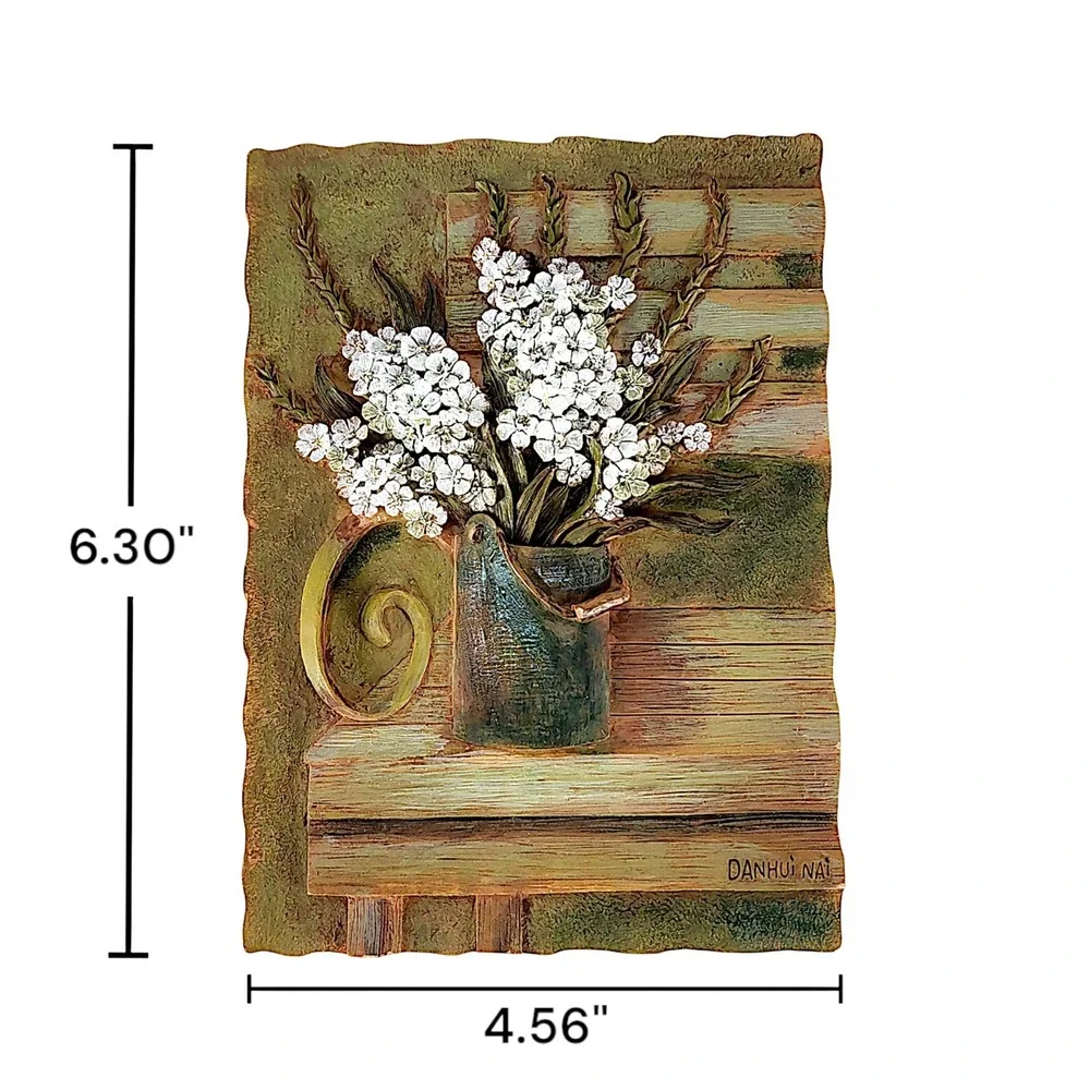 DANHUI NAI Floral Resin Wall Plaque Hand Painted Decorative Floral 3D Tile